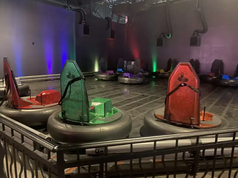 A group of bumper cars at Jake's Unlimited.
