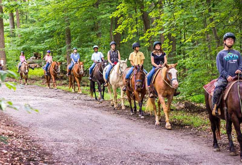 Kids enjoying Horseback Trail Ride at River Valley Ranch in Maryland