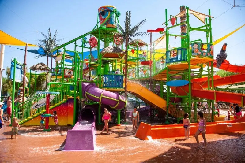 Water play area at Six Flags hurricane harbor