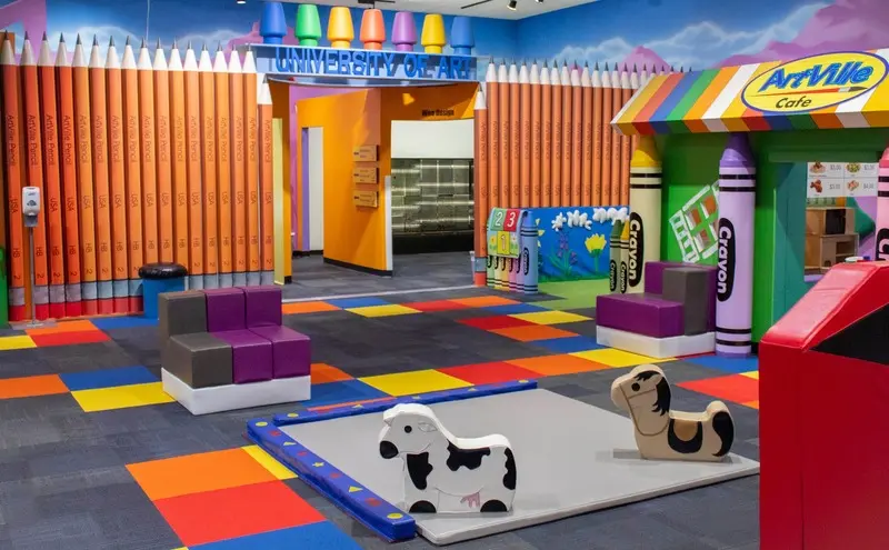 A children's play area with colorful toys.
