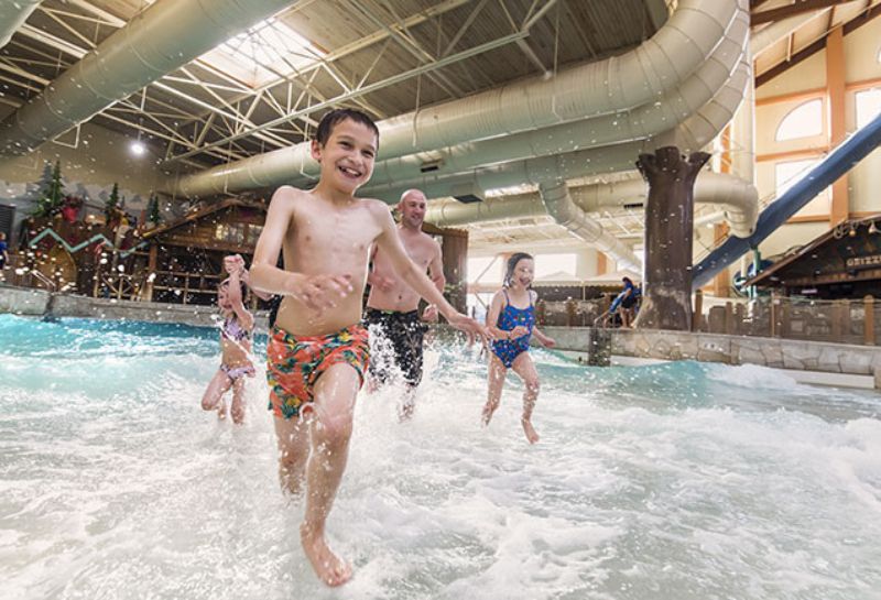 A family of four enjoying the swim at Great Wolf Lodge in Maryland