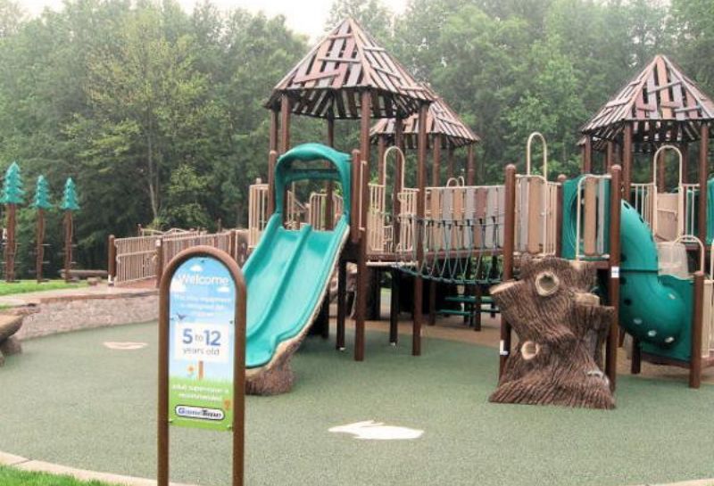 swings and slides at the Spray Park in NoVA