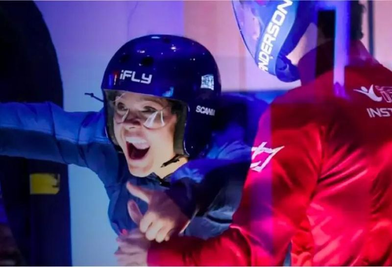 kid experiencing indoor skydiving