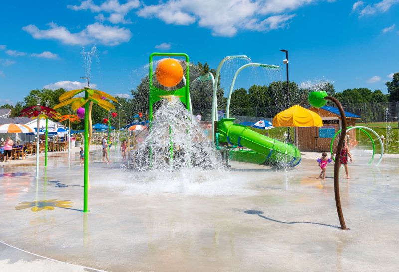 Waterworks park slides and water features