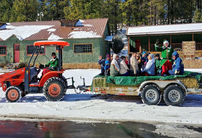 hayride in the snow at Molly Butler Lodge